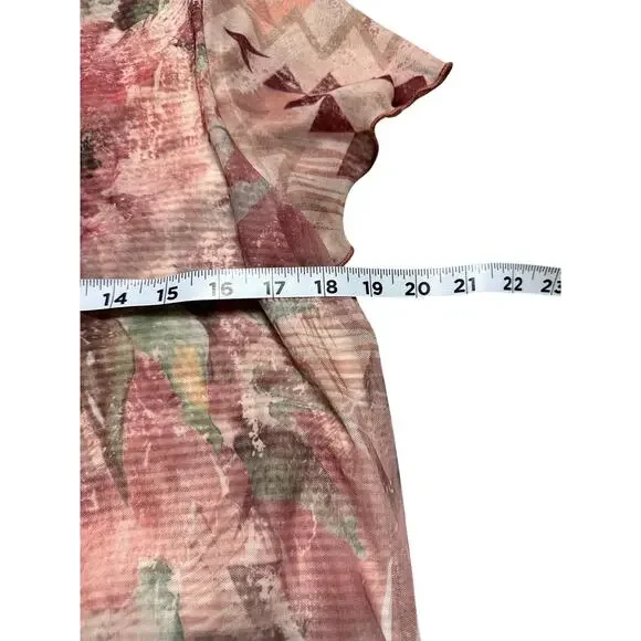 Sundance Ever Blooming Floral Mesh Layered Top Women’s Size Large Short Sleeve - Picture 5 of 6